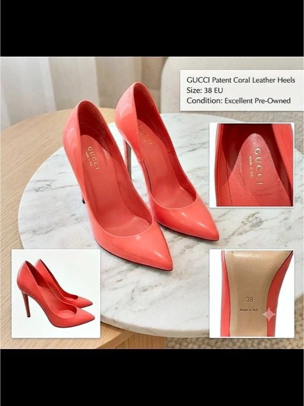 Saint Laurent Red Leather Pointed-Toe Heels EU 38